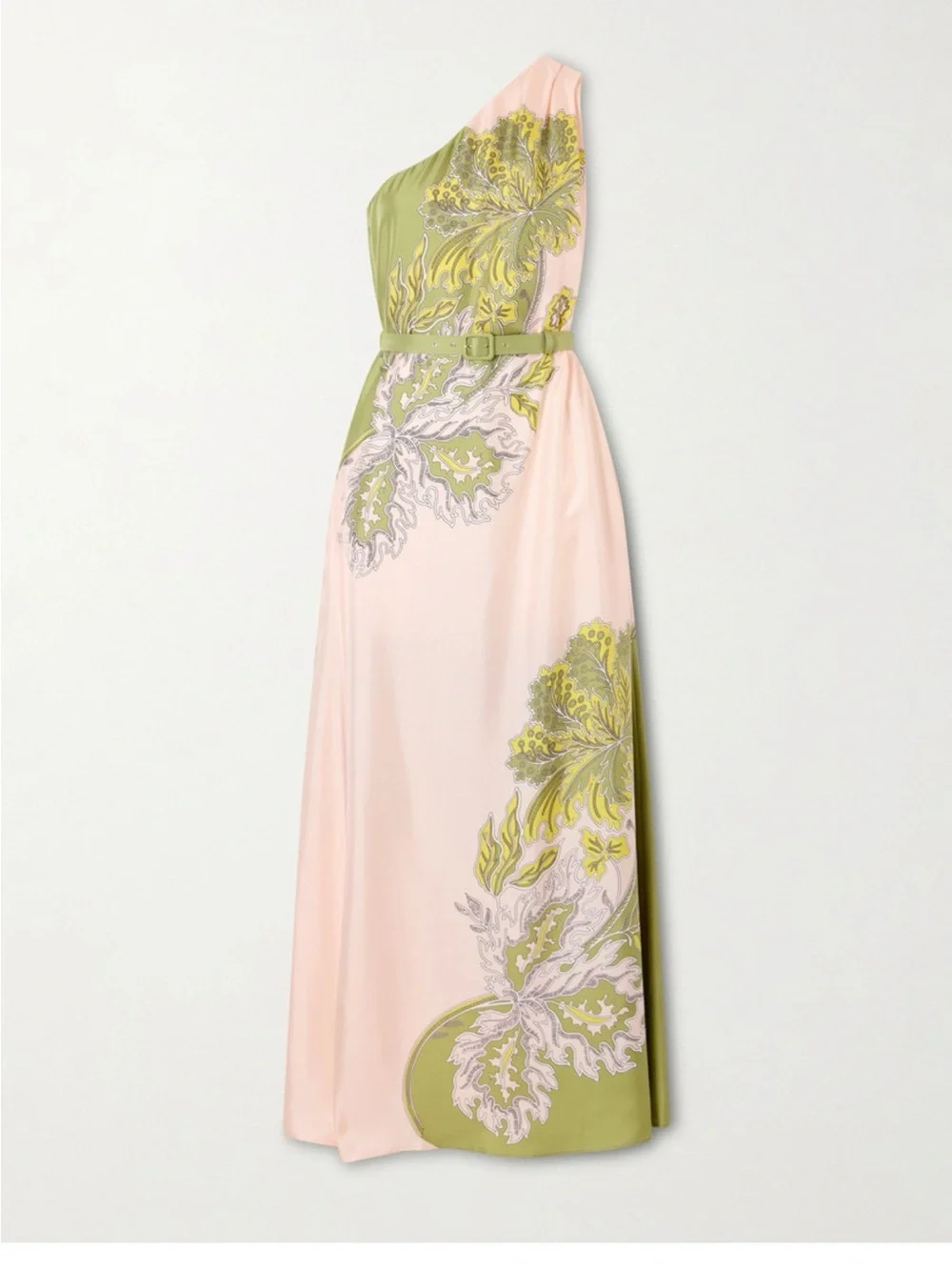 LA DoubleJ Pink and Lime Green Botanical Maxi dress